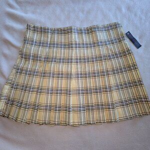 No Bounderies Juniors XXL/Women L Plaid Pleated Side Zip Skirt Yellow/Black NWT